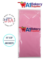 Pink Tissue Paper Squares, Bulk 480 Sheets, Premium Gift Wrap and Art Supplies for Birthdays, Holidays, or Presents by A1BakerySupplies, Large 15 Inch x 20 Inch