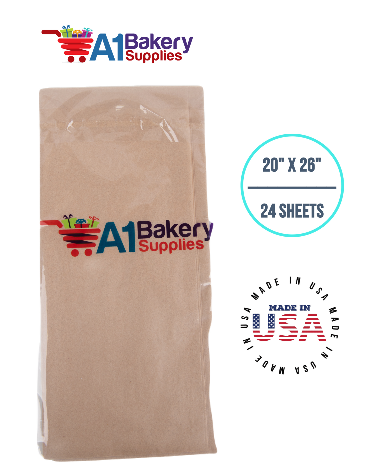 Desert Tan  Tissue Paper Squares, Bulk 24 Sheets, Premium Gift Wrap and Art Supplies for Birthdays, Holidays, or Presents by A1BakerySupplies, Small 20 Inch x 26 Inch