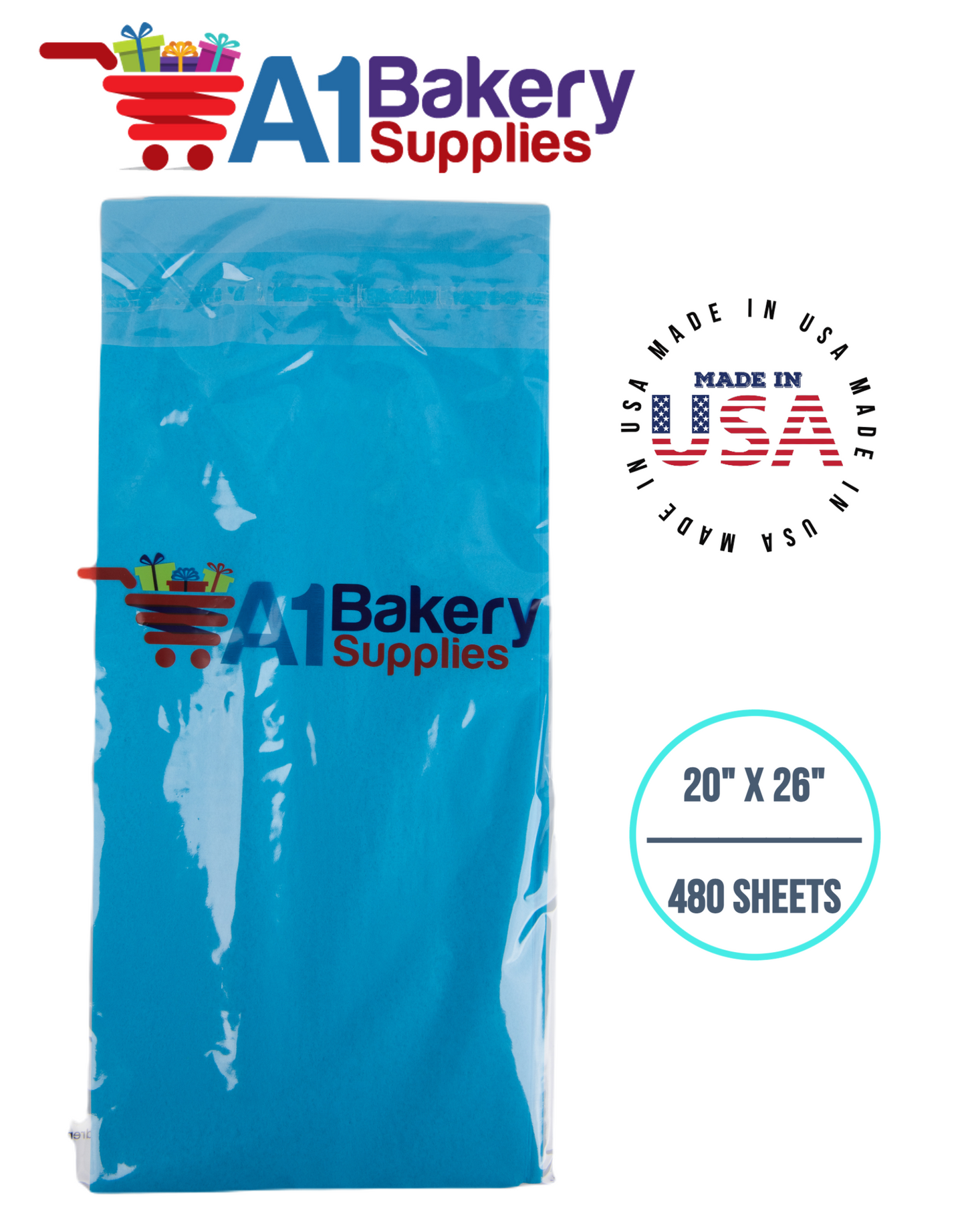 Brilliant Blue Color Tissue Paper 20 Inch x 26 Inch - 480 Sheets