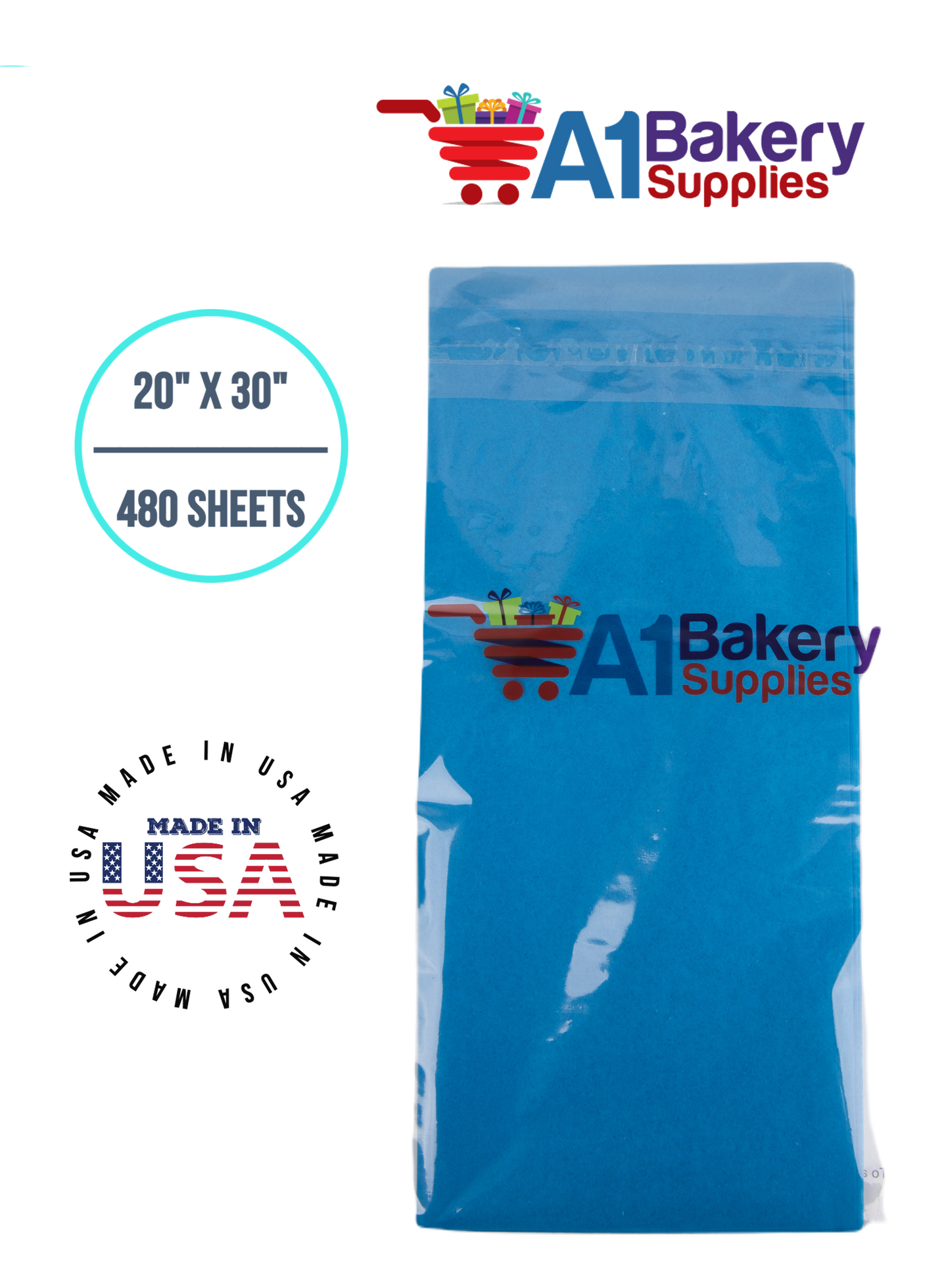 Brilliant Blue Color Tissue Paper 20 Inch x 30 Inch - 480 Sheets