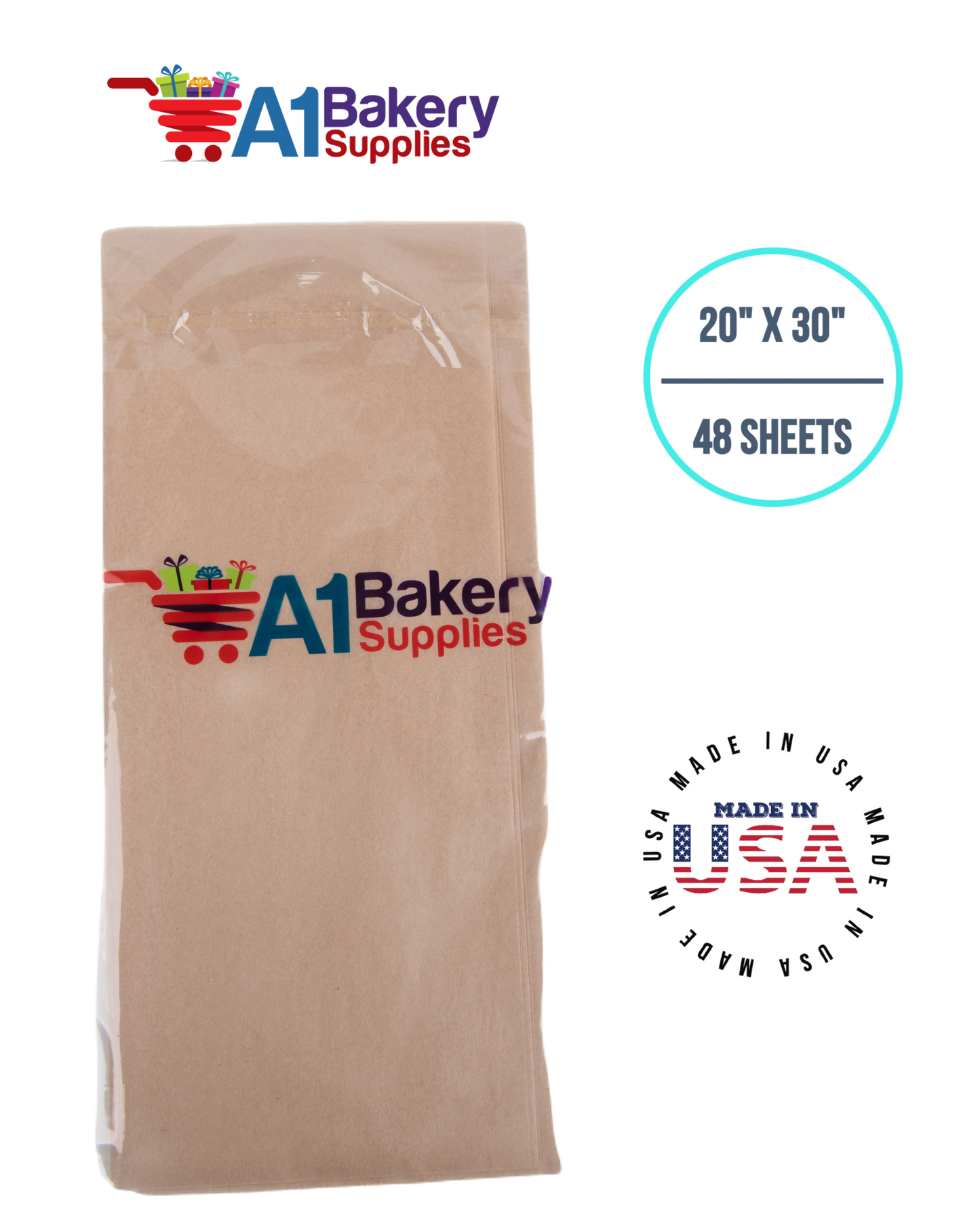 Desert Tan  Tissue Paper Squares, Bulk 48 Sheets, Premium Gift Wrap and Art Supplies for Birthdays, Holidays, or Presents by A1BakerySupplies, Medium 20 Inch x 30 Inch