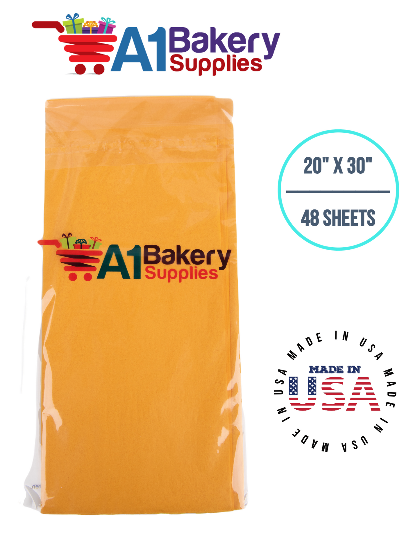 Goldenrod Tissue Paper Squares, Bulk 48 Sheets, Premium Gift Wrap and Art Supplies for Birthdays, Holidays, or Presents by A1BakerySupplies, Medium 20 Inch x 30 Inch