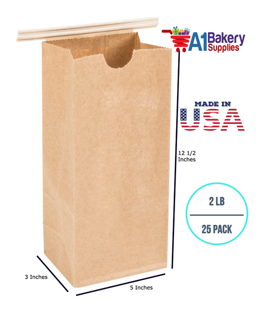 2LB Size Brown No Window Tin Tie Bags 25 PCS  Kraft  Bakery Bags with No Window Resealable Tin Tie Tab Lock Poly-Lined Bags Kraft Paper Bags for Cookies, Coffee
