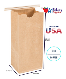 2LB Size Brown No Window Tin Tie Bags 50 PCS 12 1/2 Inch (Length) x 5 Inch (Width) x 3 Inch (Gusset) Kraft  Bakery Bags with No Window Resealable Tin Tie Tab Lock Poly-Lined Bags Kraft Paper Bags for Cookies, Coffee
