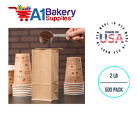 2LB Size Brown No Window Tin Tie Bags 500 PCS  Kraft  Bakery Bags with No Window Resealable Tin Tie Tab Lock Poly-Lined Bags Kraft Paper Bags for Cookies, Coffee