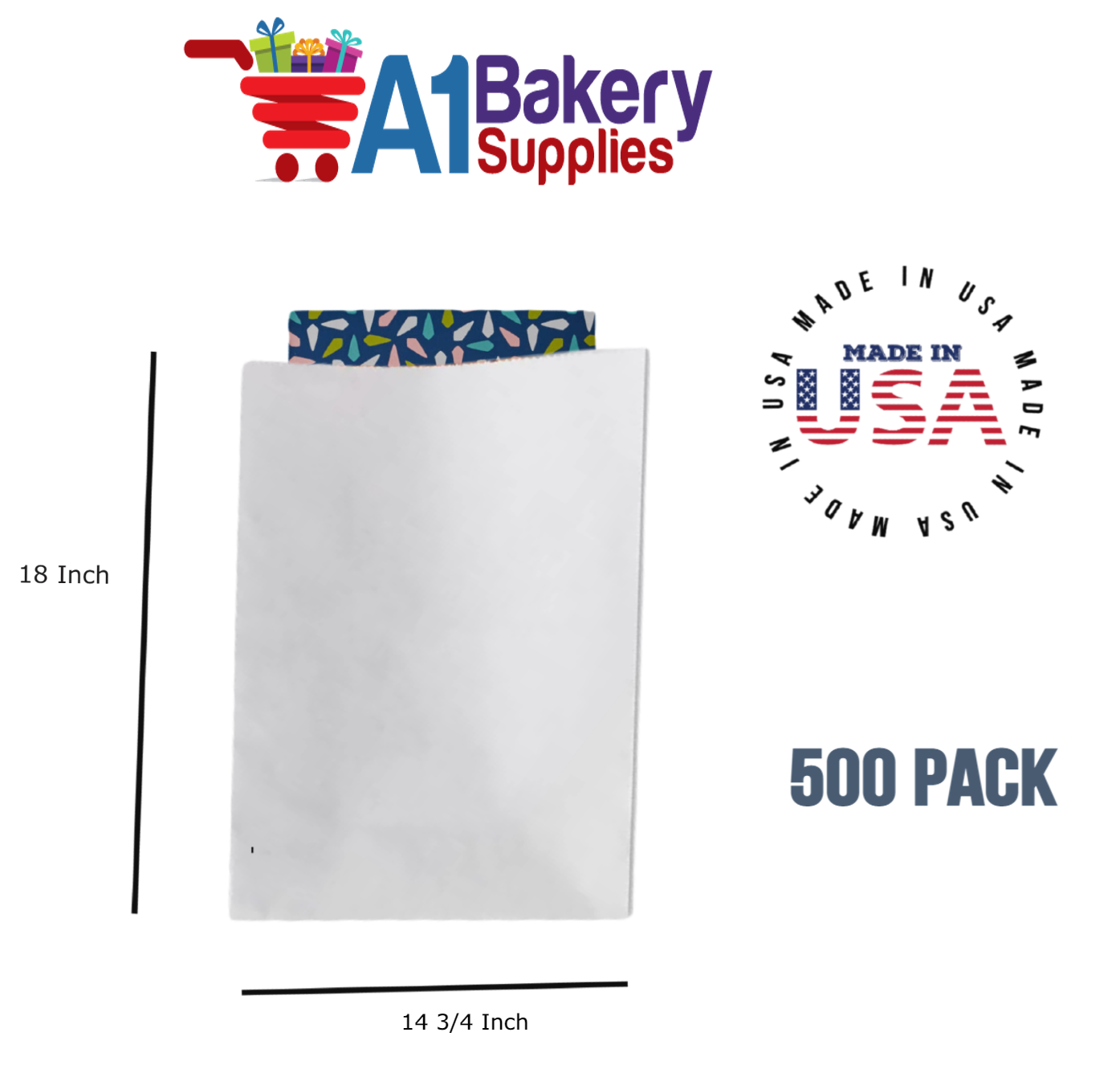 White Flat Merchandise Bags, Medium, 500 Pack - 14-3/4"x18"