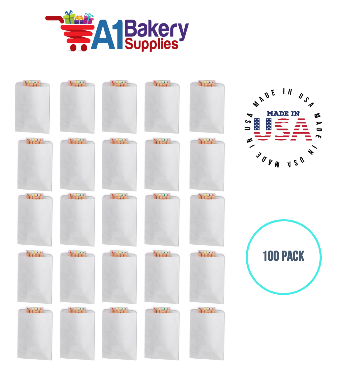 White Flat Merchandise Bags, Small, 100 Pack - 6-1/4"x9-1/4"