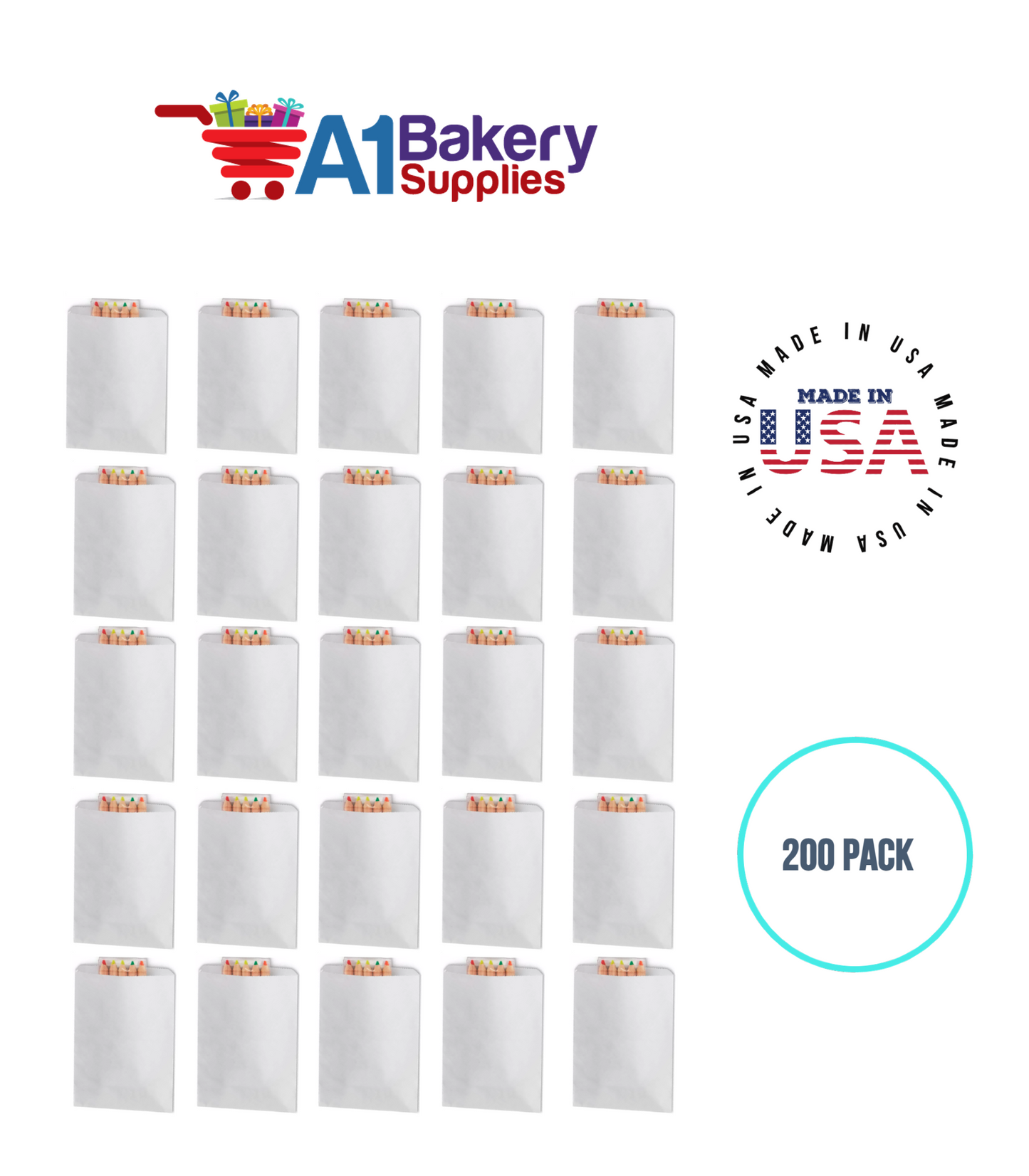 White Flat Merchandise Bags, Medium, 200 Pack - 6-1/4"x9-1/4"