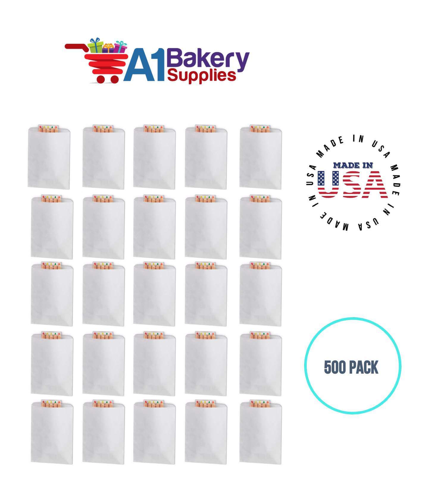 White Flat Merchandise Bags, Medium, 500 Pack - 10"x13"