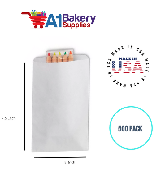 White Flat Merchandise Bags, Medium, 500 Pack - 5"x7-1/2"