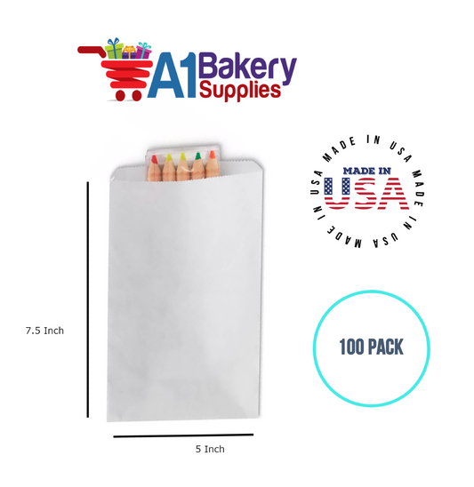 White Flat Merchandise Bags, Small, 100 Pack - 5"x7-1/2"