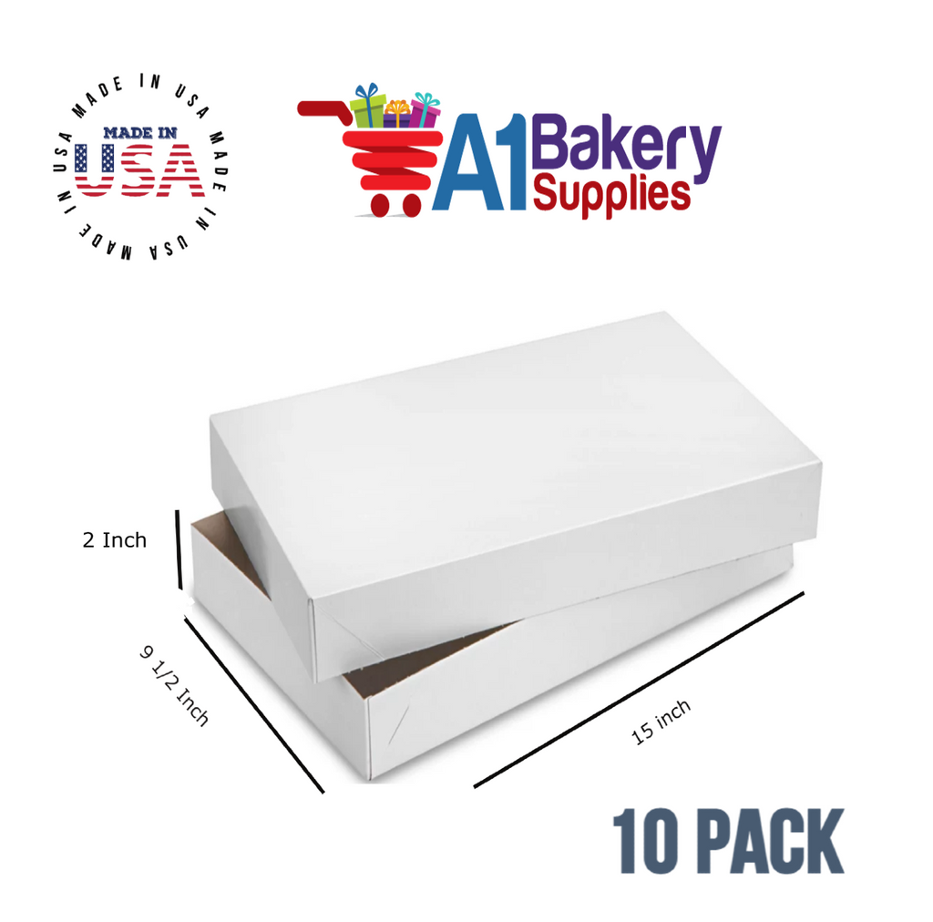 White Apparel Box for Men Shirts Gift Wrap Packaging Boxes, 15 x 9 1/2 x 2" - 10 Pack, Small