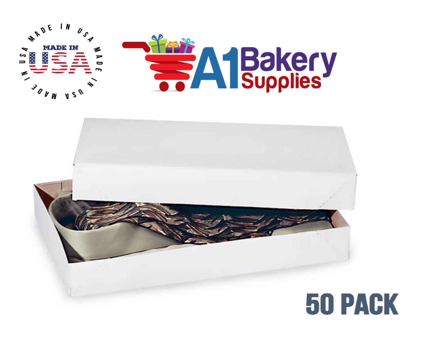 White Apparel Box for Men Shirts Gift Wrap Packaging Boxes, 15 x 9 1/2 x 2" - 50 Pack, Large