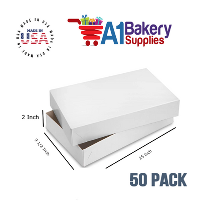 White Apparel Box for Men Shirts Gift Wrap Packaging Boxes, 15 x 9 1/2 x 2" - 50 Pack, Large
